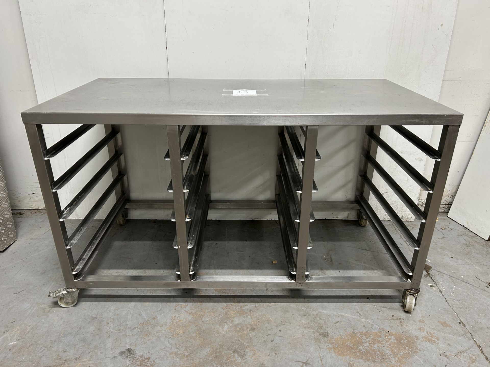 Stainless Steel Steel Mobile Preparation Table w/ Tray Shelves | 157cm x 79cm x 90cm | LOCATED IN WH