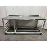 Stainless Steel Mobile Preparation Table w/ Tray Shelves & Undershelf | 200cm x 85cm x 96cm | LOCATE