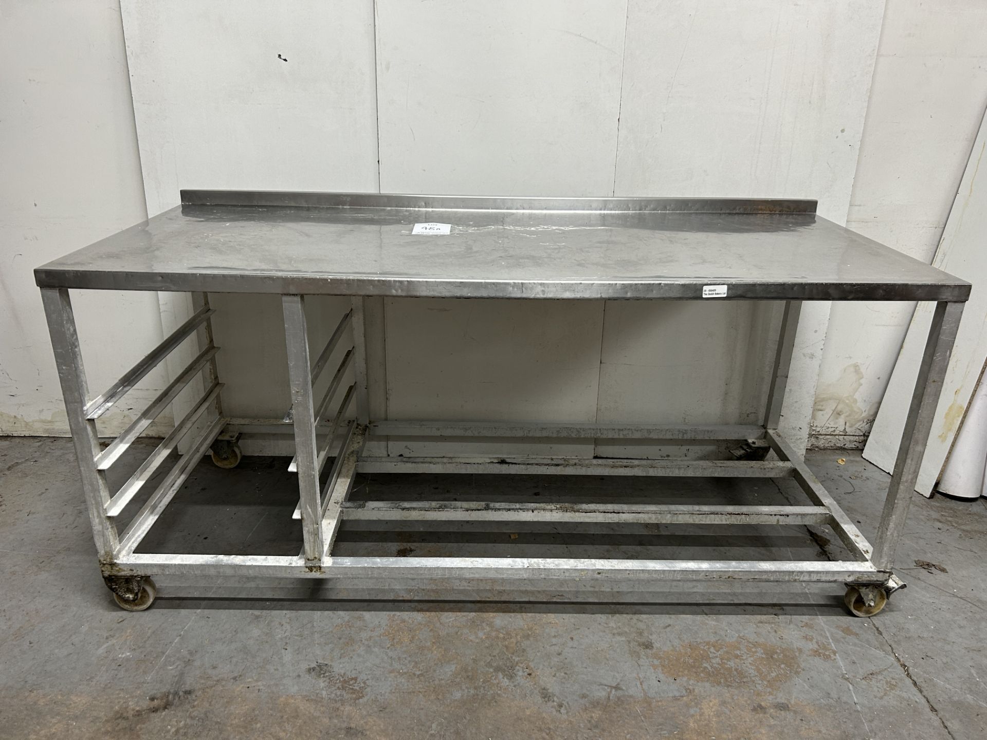 Stainless Steel Mobile Preparation Table w/ Tray Shelves & Undershelf | 200cm x 85cm x 96cm | LOCATE