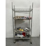 4 Tier Stainless Steel Mobile Rack w/ Quantity of Bakery Cooking Utensils | LOCATED IN WHITEFIELD