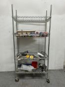 4 Tier Stainless Steel Mobile Rack w/ Quantity of Bakery Cooking Utensils | LOCATED IN WHITEFIELD