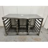 Stainless Steel Steel Mobile Preparation Table w/ Tray Shelves | 158cm x 79.5cm x 90cm | LOCATED IN