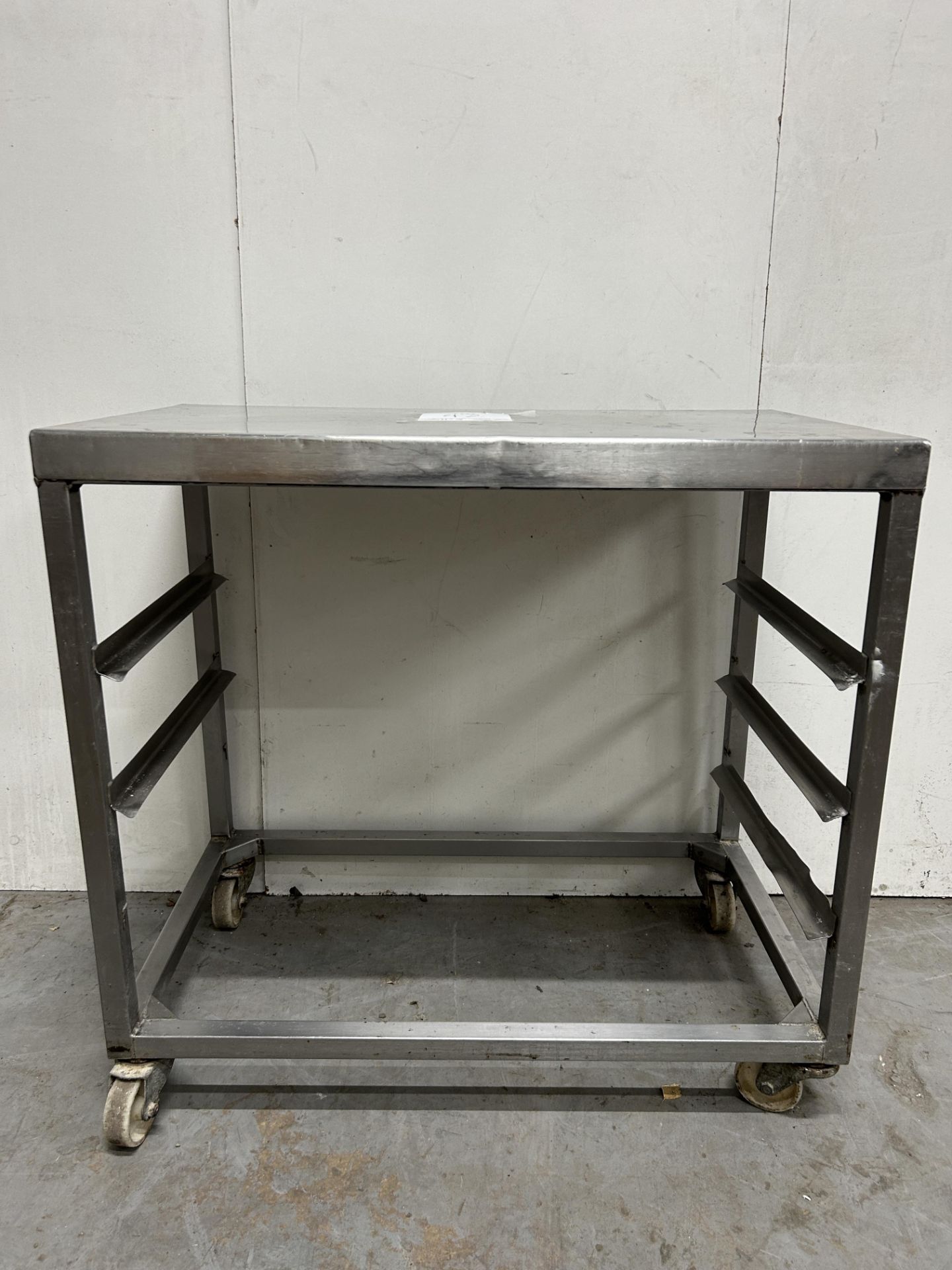 Stainless Steel Steel Mobile Preparation Table w/ Tray Shelves | 85cm x 50cm x 80cm | LOCATED IN WHI - Image 2 of 2