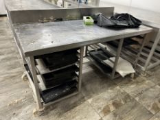 Stainless Steel Mobile Preparation Table w/ Tray Shelves | 175cm x 83.5cm x 100cm | LOCATED IN SOUTH