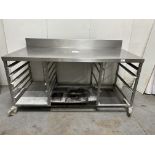 Stainless Steel Steel Mobile Preparation Table w/ Tray Shelves | 176cm x 80cm x 101cm | LOCATED IN W