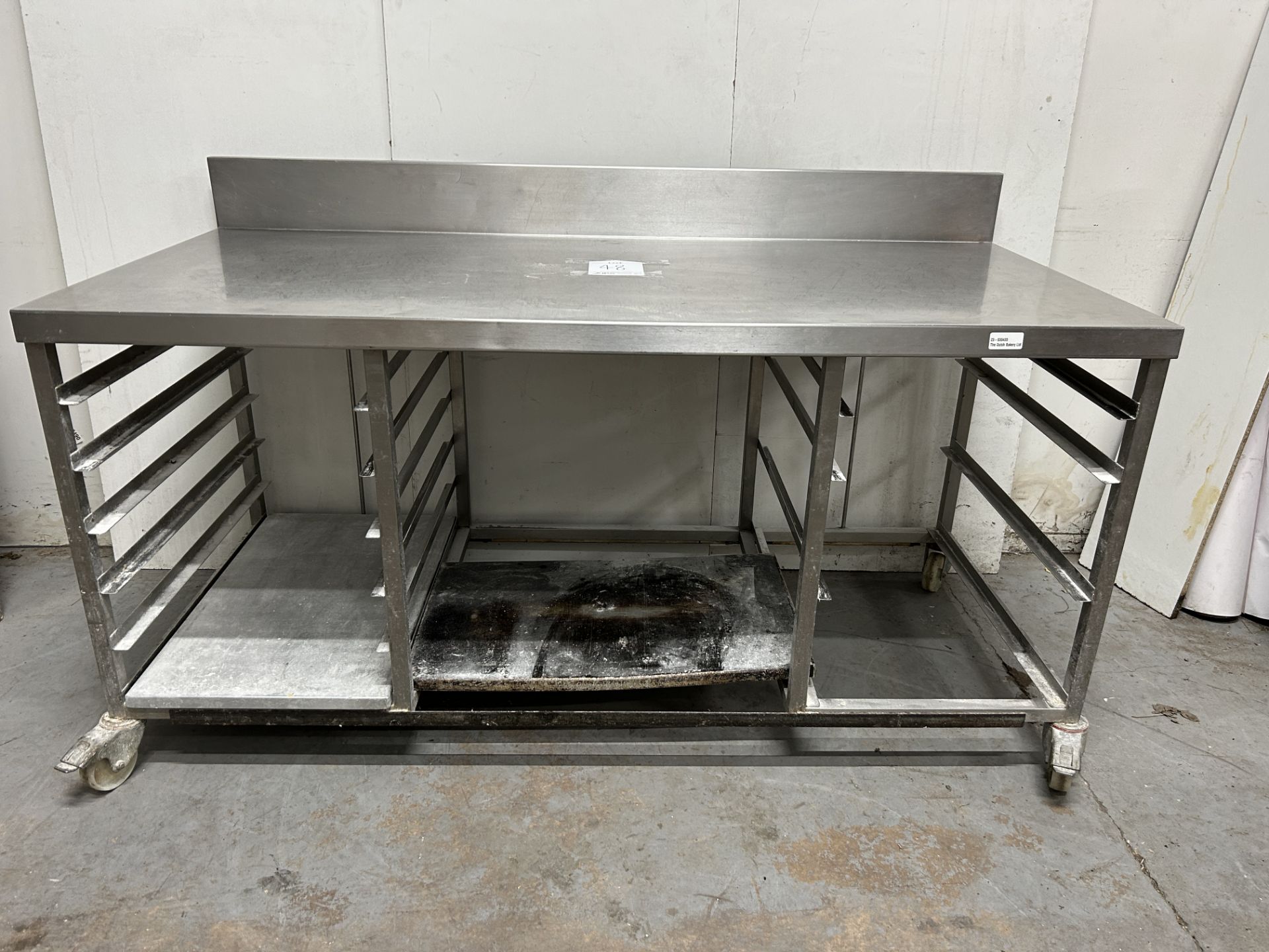 Stainless Steel Steel Mobile Preparation Table w/ Tray Shelves | 176cm x 80cm x 101cm | LOCATED IN W