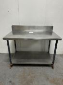 Stainless Steel Mobile Preparation Table w/ Undershelf | 122cm x 65cm x 100cm | LOCATED IN WHITEFIEL