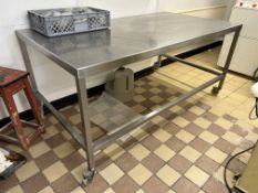 Stainless Steel Mobile Preparation Table | 200cm x 110cm x 92cm | LOCATED IN SOUTHPORT