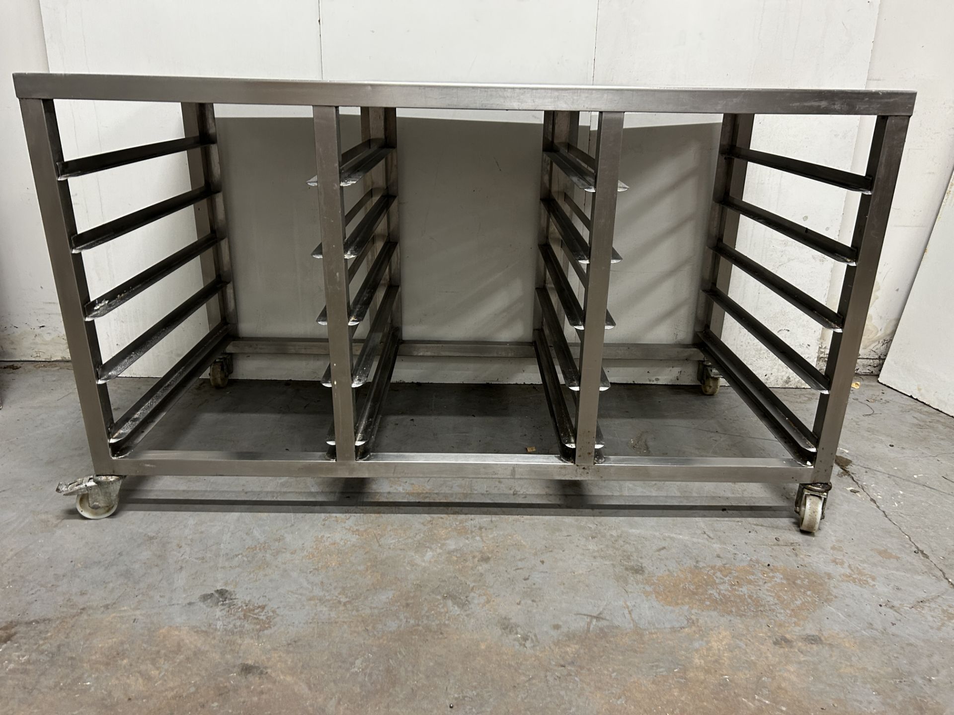 Stainless Steel Steel Mobile Preparation Table w/ Tray Shelves | 157cm x 79cm x 90cm | LOCATED IN WH - Image 2 of 2