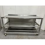 Stainless Steel Steel Mobile Preparation Table w/ 2 x Undershelfs | 179cm x 75.5cm x 98.5cm | LOCATE