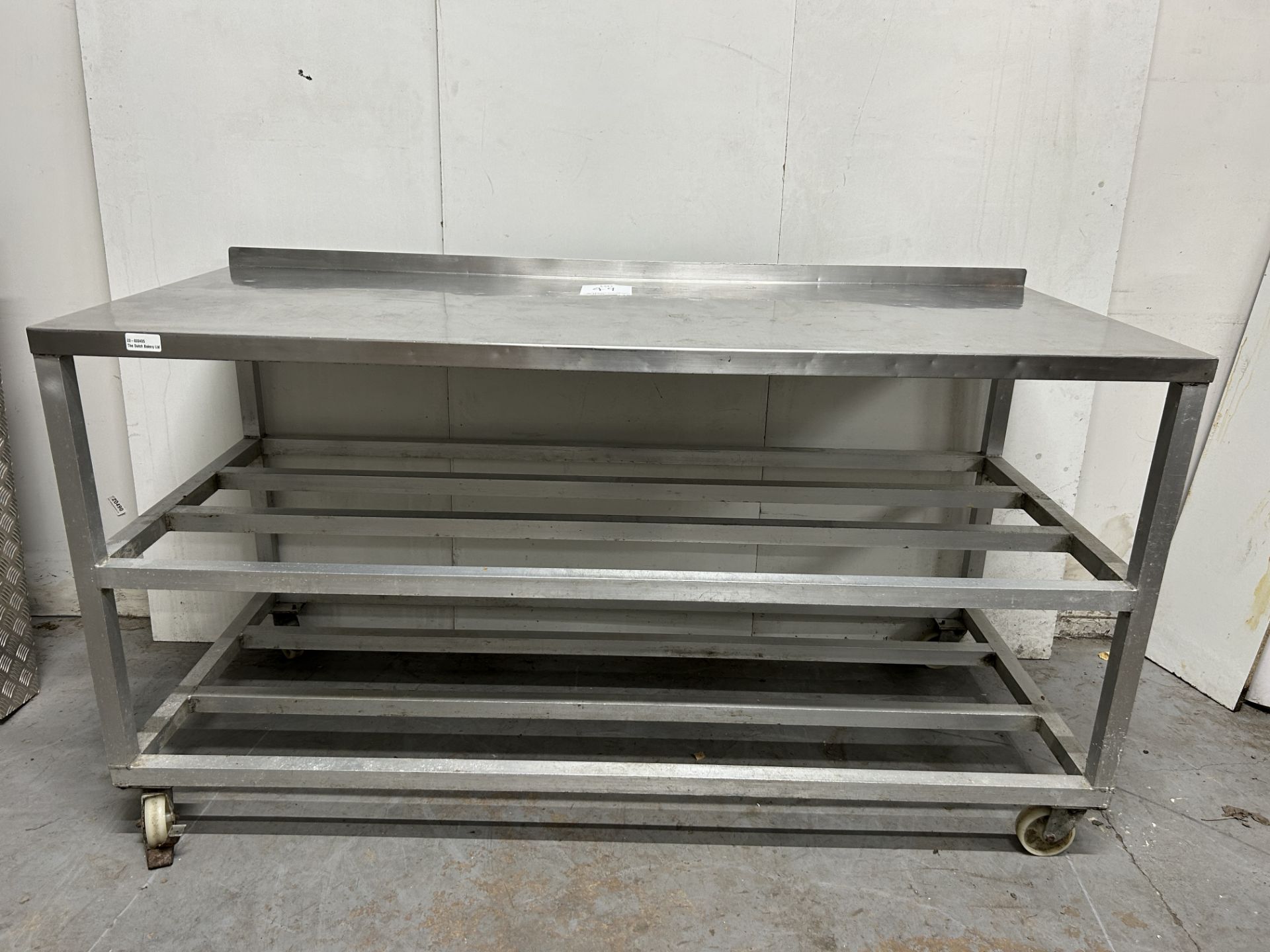 Stainless Steel Steel Mobile Preparation Table w/ 2 x Undershelfs | 179cm x 75.5cm x 98.5cm | LOCATE