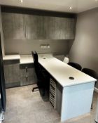 Built-In Office Workstation w/ Solid Surface & Storage Cabinets - As Pictured