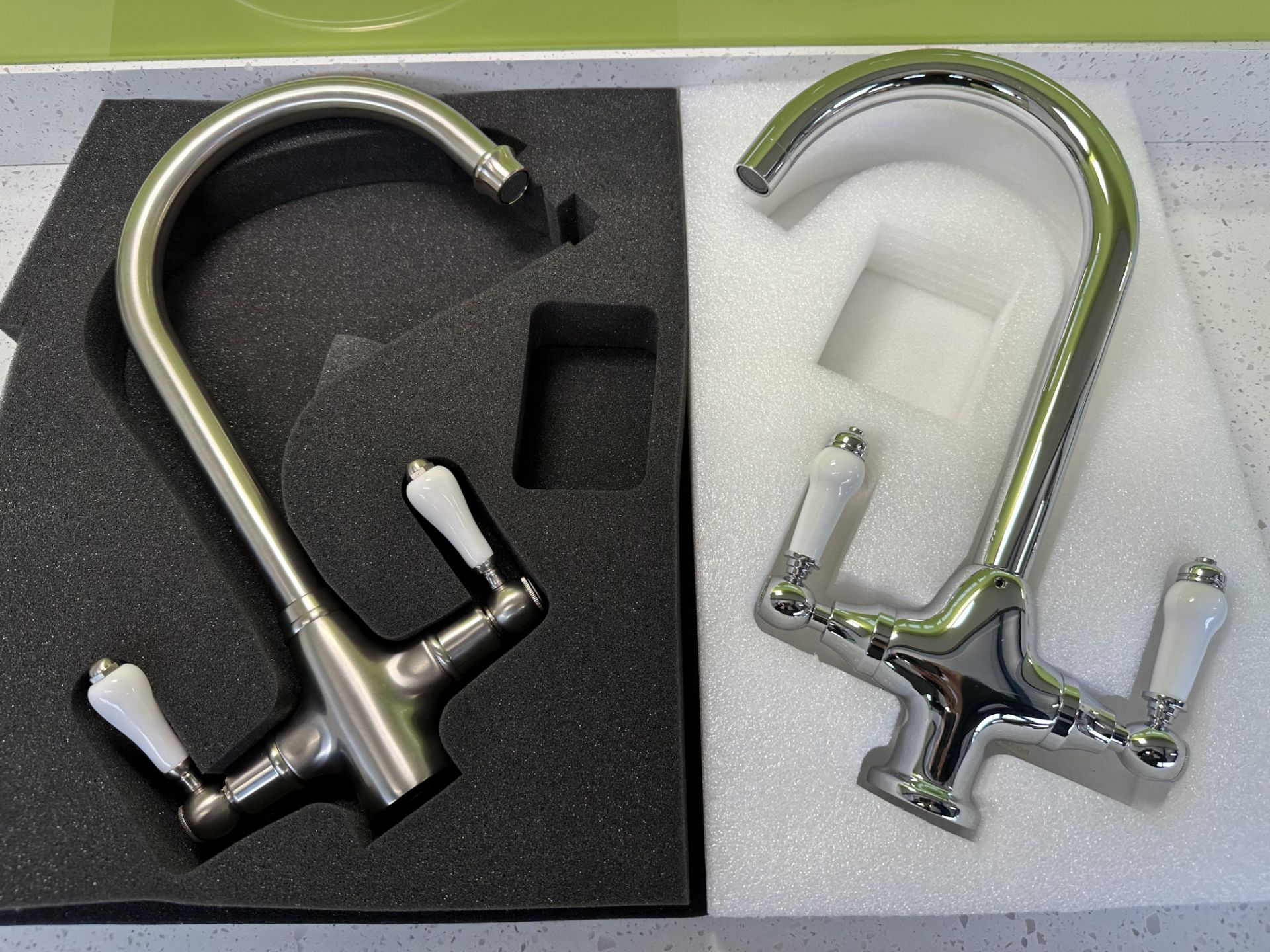 2 x Ex Display Dual-Lever Traditional Kitchen Taps - As Pictured