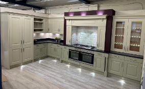 Omega English Rose Painted Kitchen Display w/Hob & 2 Single Ovens | RRP £19,005 - See pics & desc.