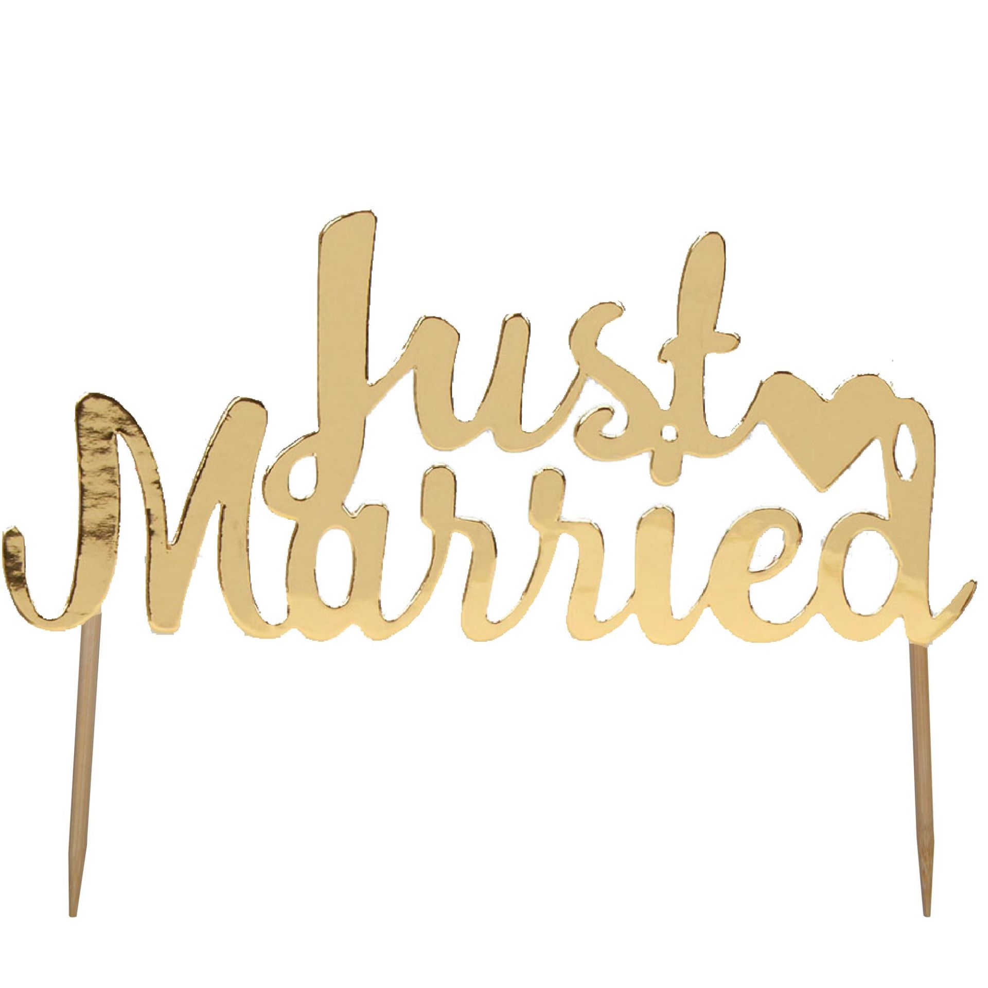 600 x Scripted Marble Just Married Gold Cake Toppers - Image 3 of 3