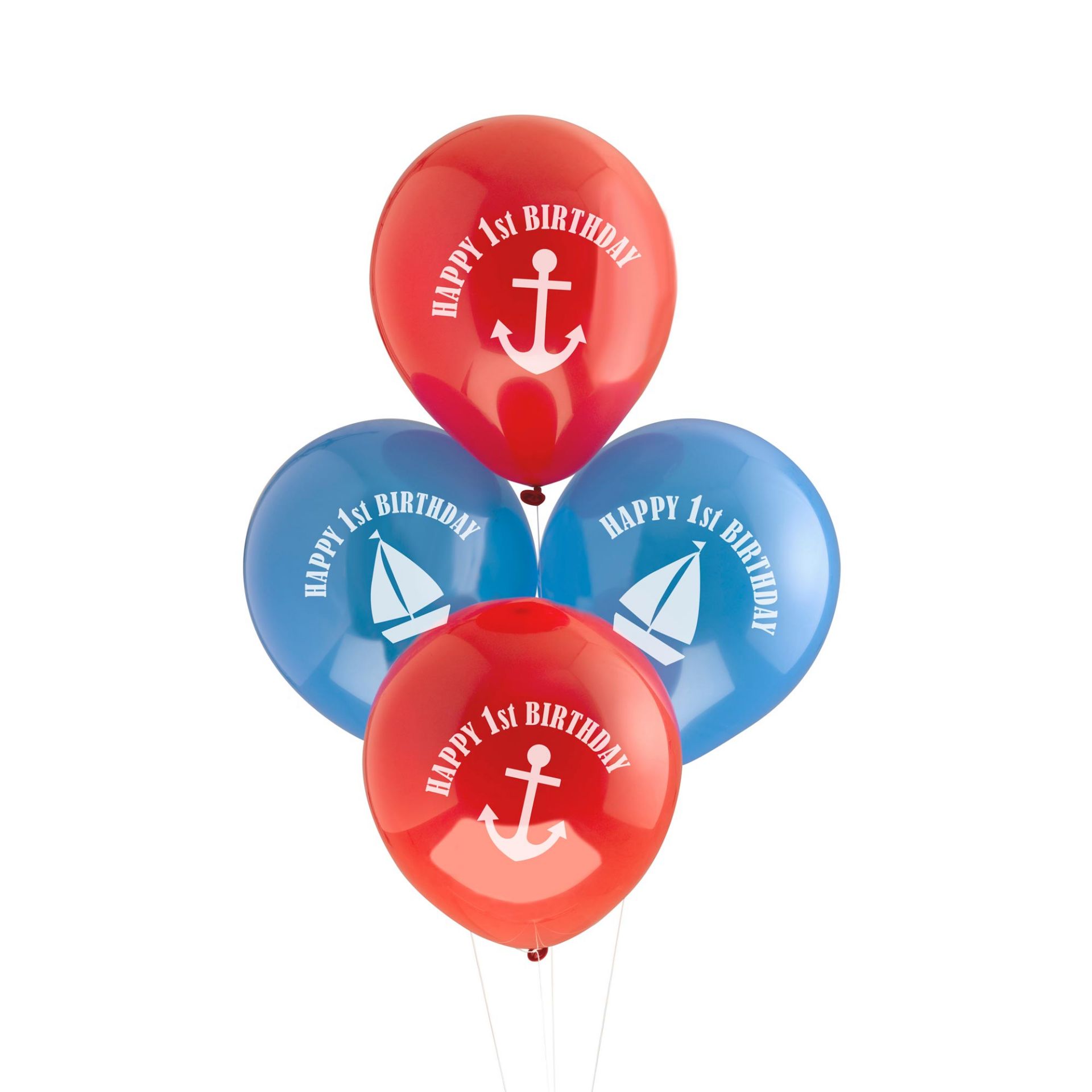 50 x Ahoy There Balloons | 8pcs | 1st Birthday Latex Balloons | Blue and Red - Image 3 of 3