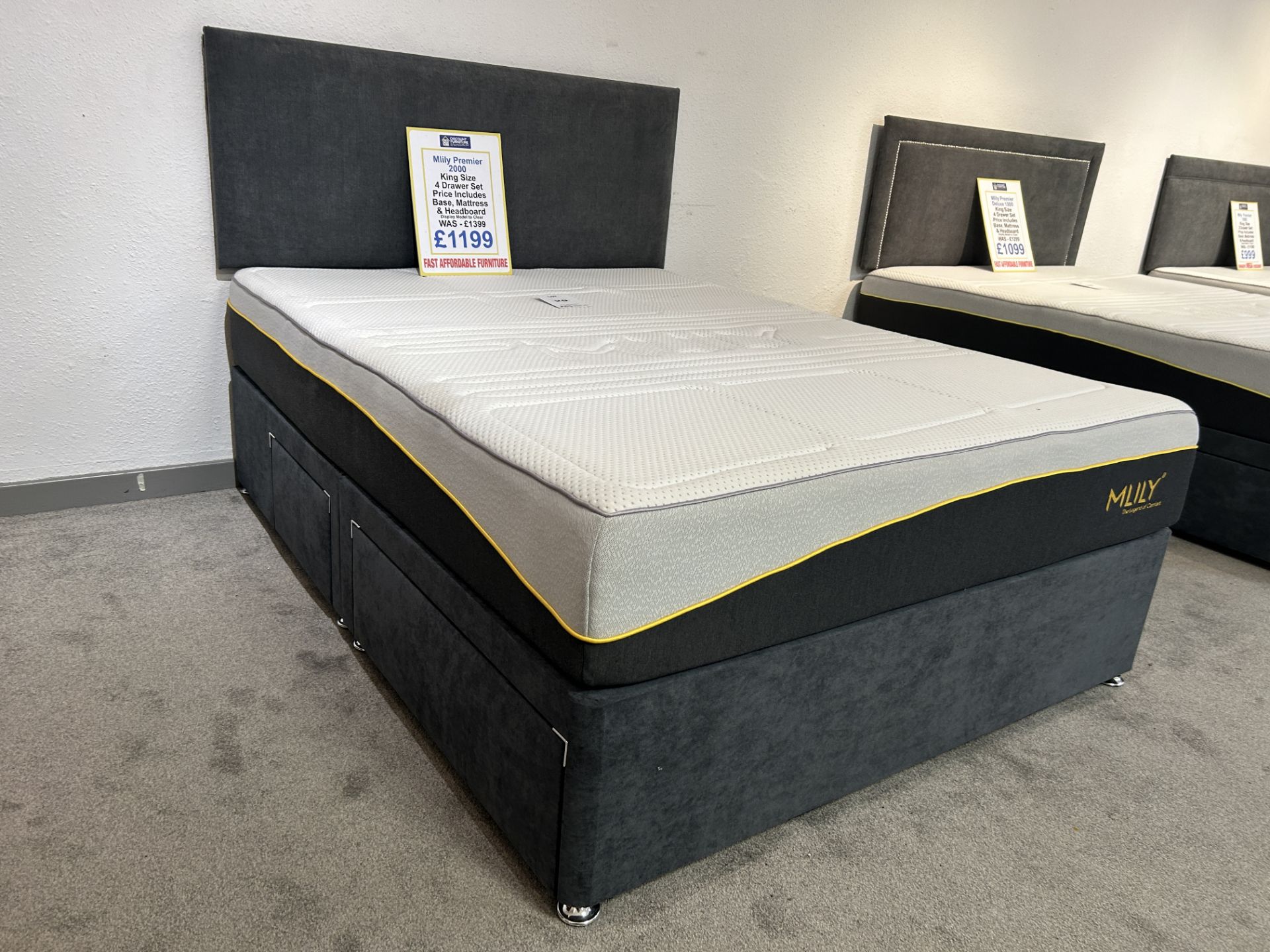 Ex-Display King Size 2 Drawer Bed Set incl: MLily Premier 2000 Mattress, Base & Headboard | RRP £1,3 - Image 3 of 4