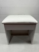 Ex-Display Small Wooden White Footstool With Cushioned Top