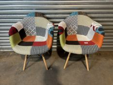2 x Multi-Coloured Womb Chairs