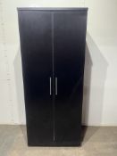 Ex-Display Black 2 Door Wardrobe with Mirror and Internal Shelf and Hanging Rail