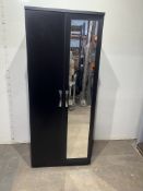 Ex-Display Black 2 Door Wardrobe with Mirror and Internal Shelf and Hanging Rail RRP £219