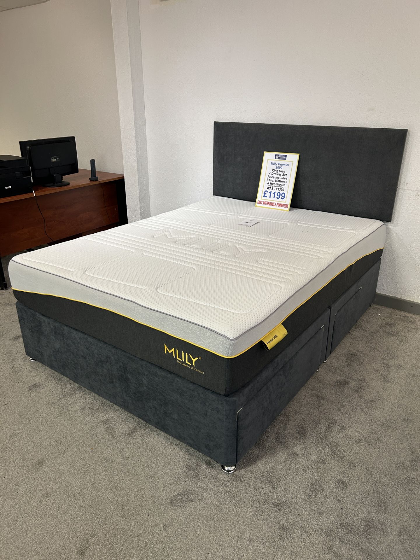 Ex-Display King Size 2 Drawer Bed Set incl: MLily Premier 2000 Mattress, Base & Headboard | RRP £1,3 - Image 2 of 4