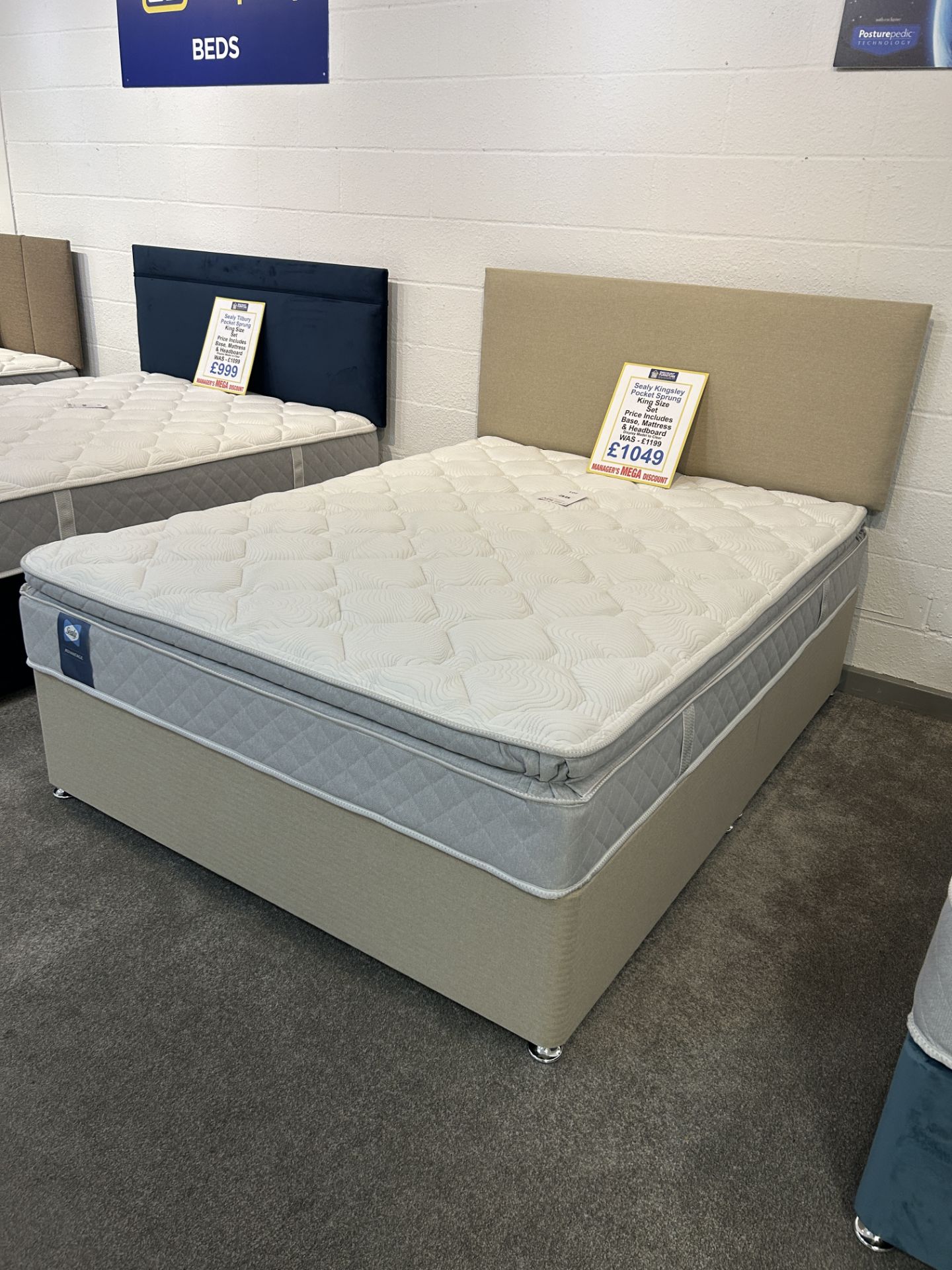 Ex-Display King Size Bed Set incl: Sealy Kingsley Mattress, Base & Headboard | RRP £1,199 - Image 3 of 3