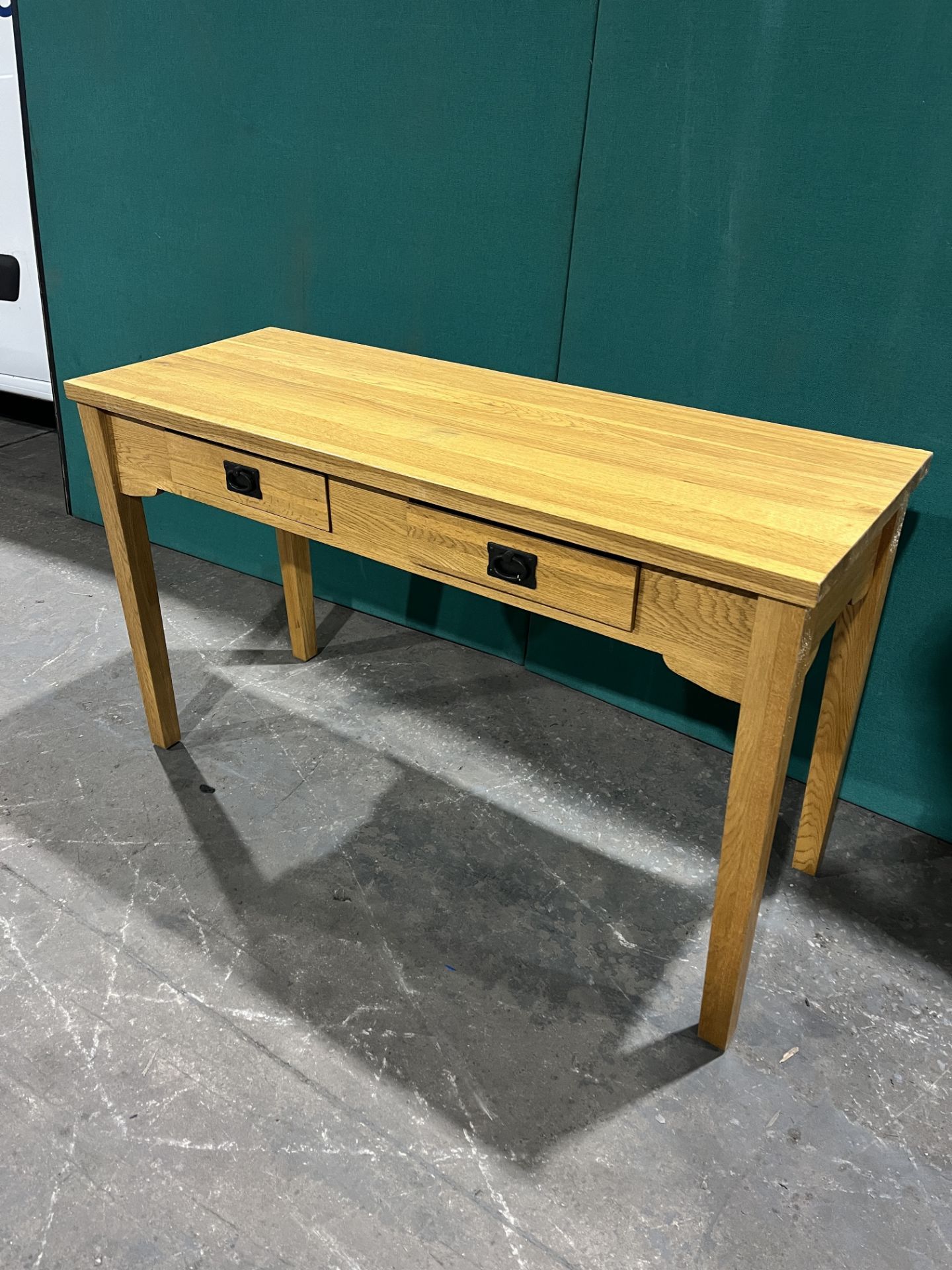 Oak Console Table w 2 Drawers - Image 2 of 4