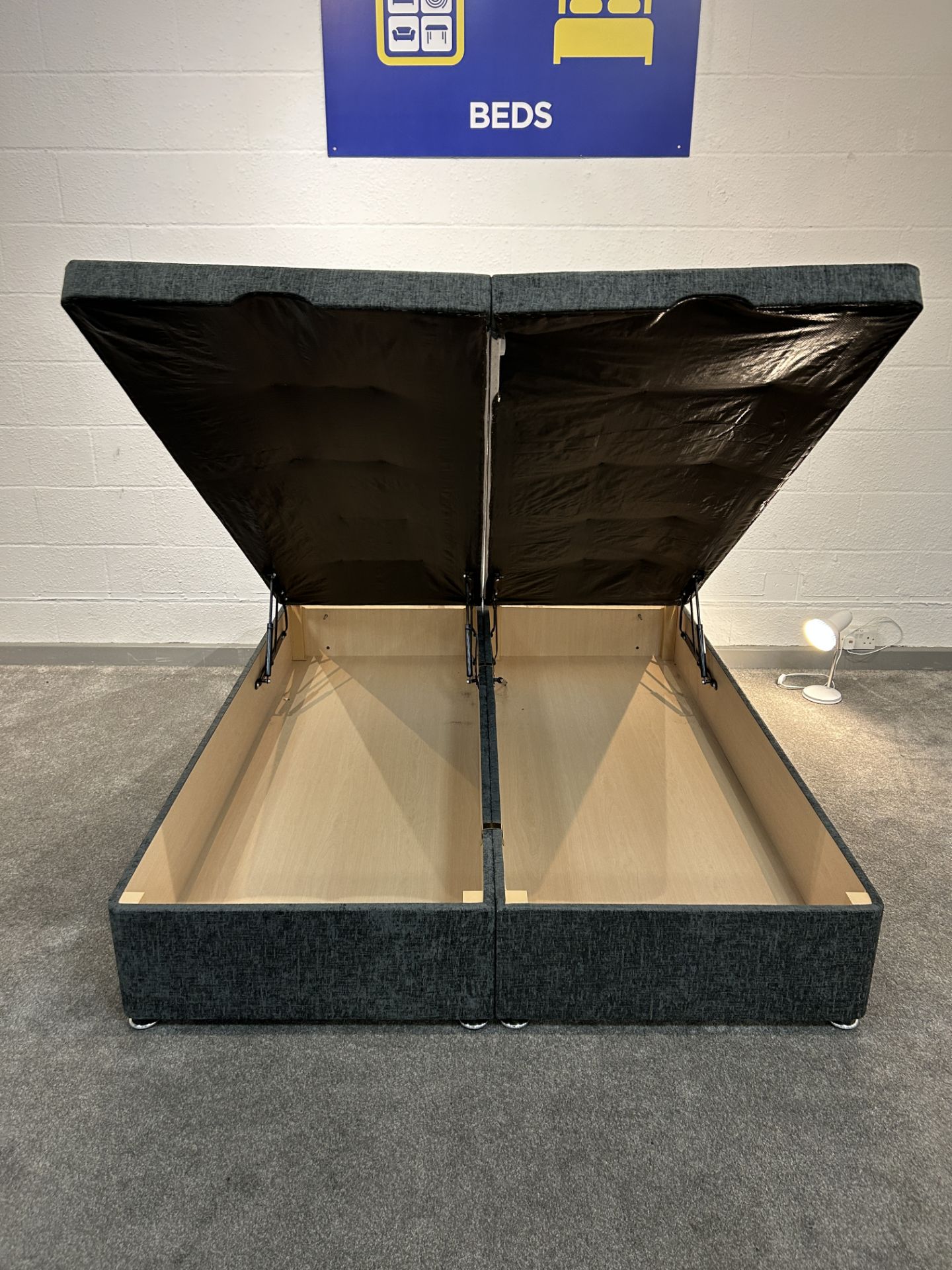 Ex-Display King Size Ottman Bed Set incl: Base & Headboard in Dark Grey - Image 4 of 4