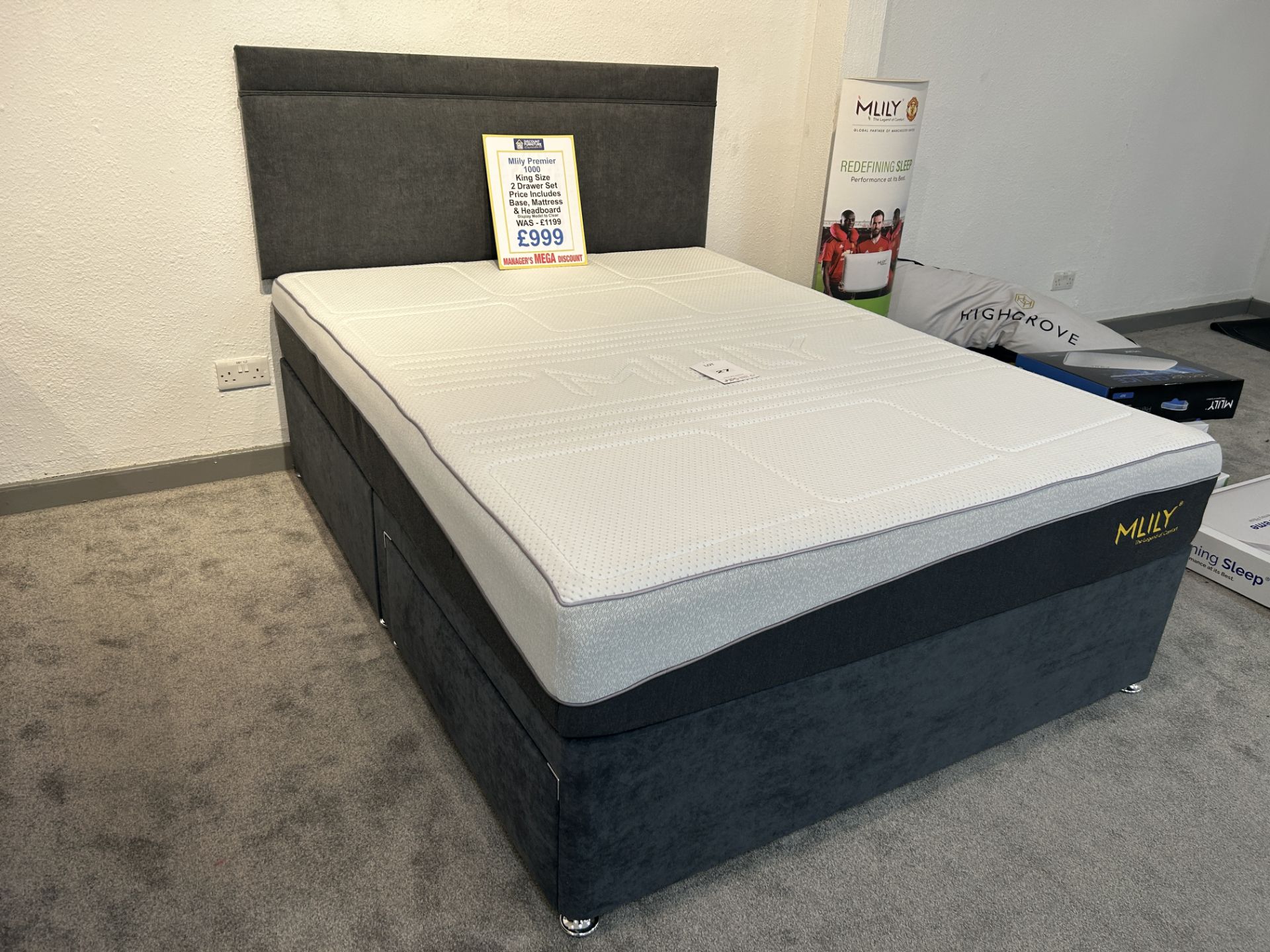 Ex-Display King Size 2 Drawer Bed Set incl: MLily Premier 1000 Mattress, Base & Headboard | RRP £1,1 - Image 3 of 3