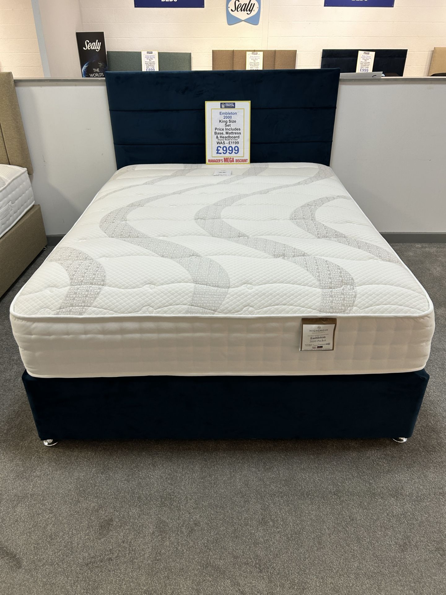 ExDisplay King Size Bed Set incl Highgrove Embleton 2000 Matrress