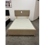 Ex-Display Double Size Bed Set incl: Base & Headboard in Beige