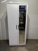 Ex-Display White 2 Door Wardrobe with Mirror and Internal Shelf and Hanging Rail RRP £219