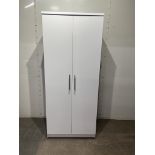 Ex-Display White 2 Door Wardrobe with Interior Shelf and Hanging Rail RRP £219