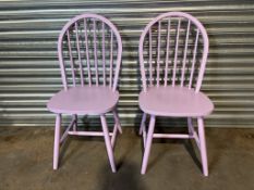 Ex-Display Pair Of Pink Wooden Dining Chairs