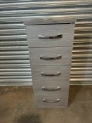 Ex-Display 5 Drawer Mobile Wooden Chest Of Drawers - Sonoma Grey - RRP £198.75