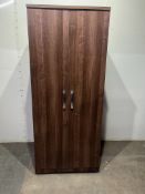 Ex-Display Brown 2 Door Wardrobe with Interior Shelf and Hanging Rail RRP £219