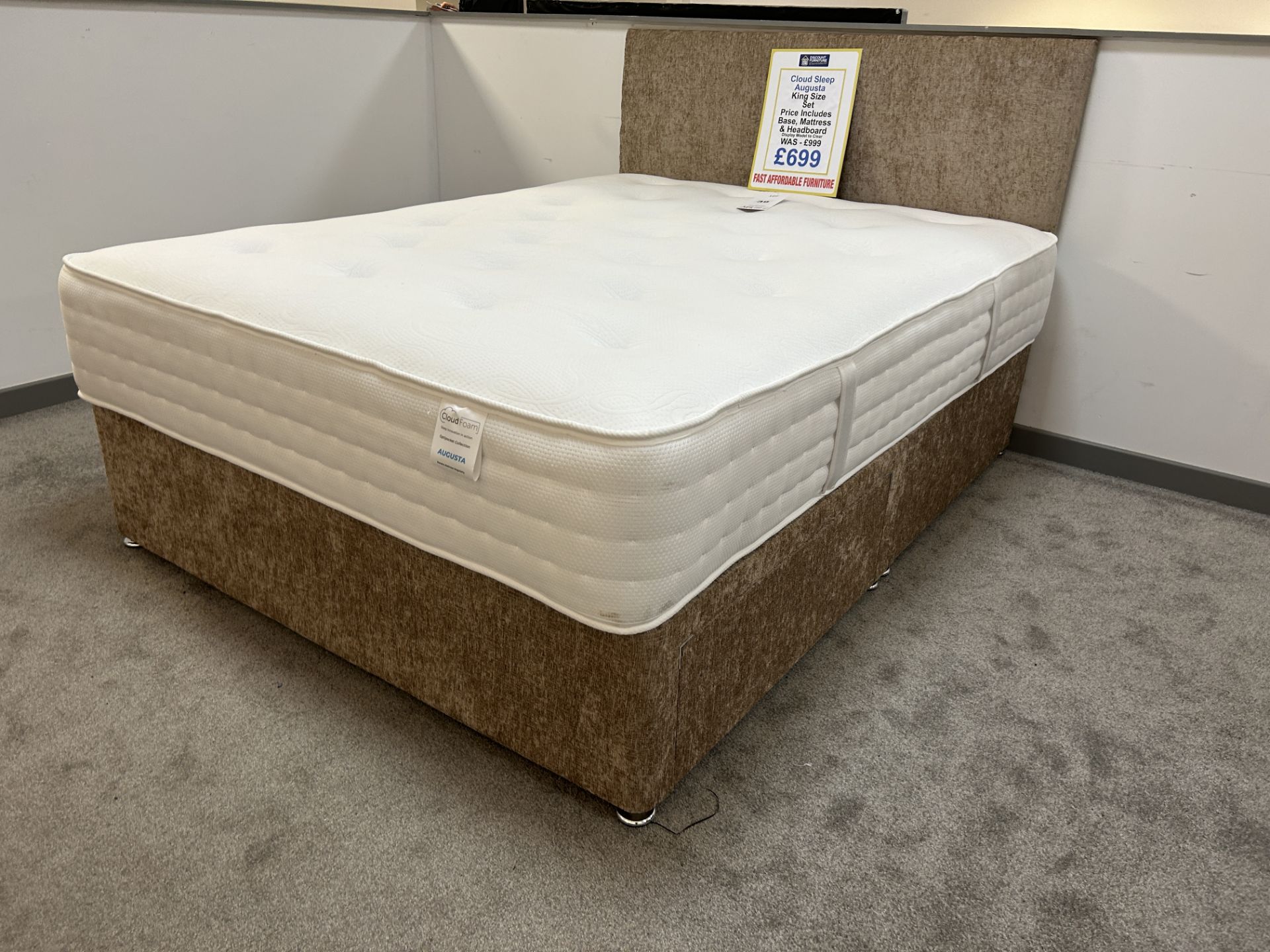 Ex-Display King Size Bed Set incl: Cloudfoam Augusta Mattress, Base & Headboard | RRP £999 - Image 2 of 4