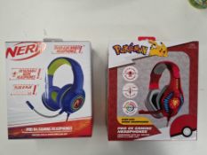 5 x Nerf & Pokemon Theme Headphones w/Boom Mic | Total RRP £125