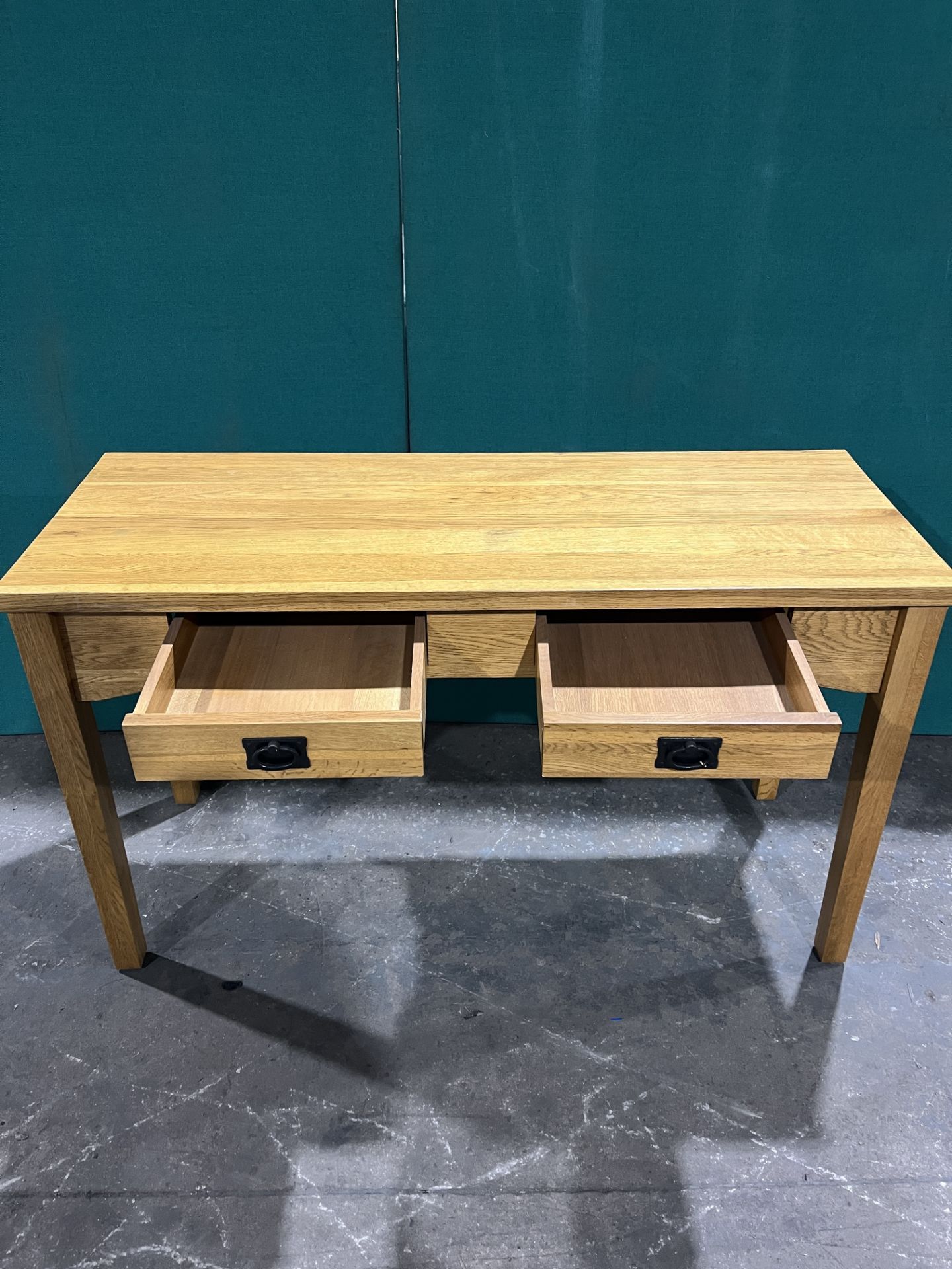 Oak Console Table w 2 Drawers - Image 4 of 4