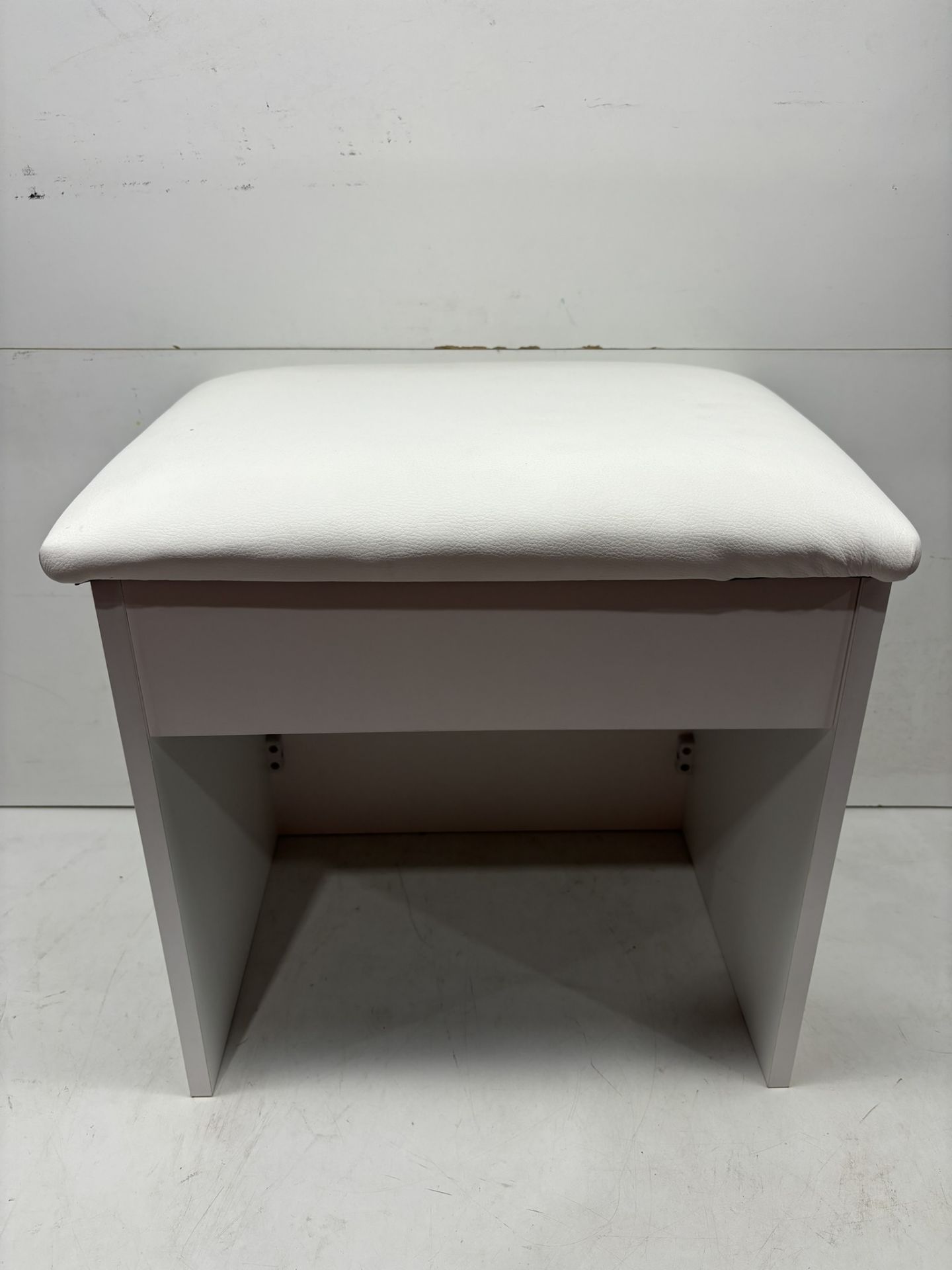 Ex-Display Small Wooden White Footstool With Cushioned Top