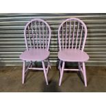 Ex-Display Pair Of Pink Wooden Dining Chairs