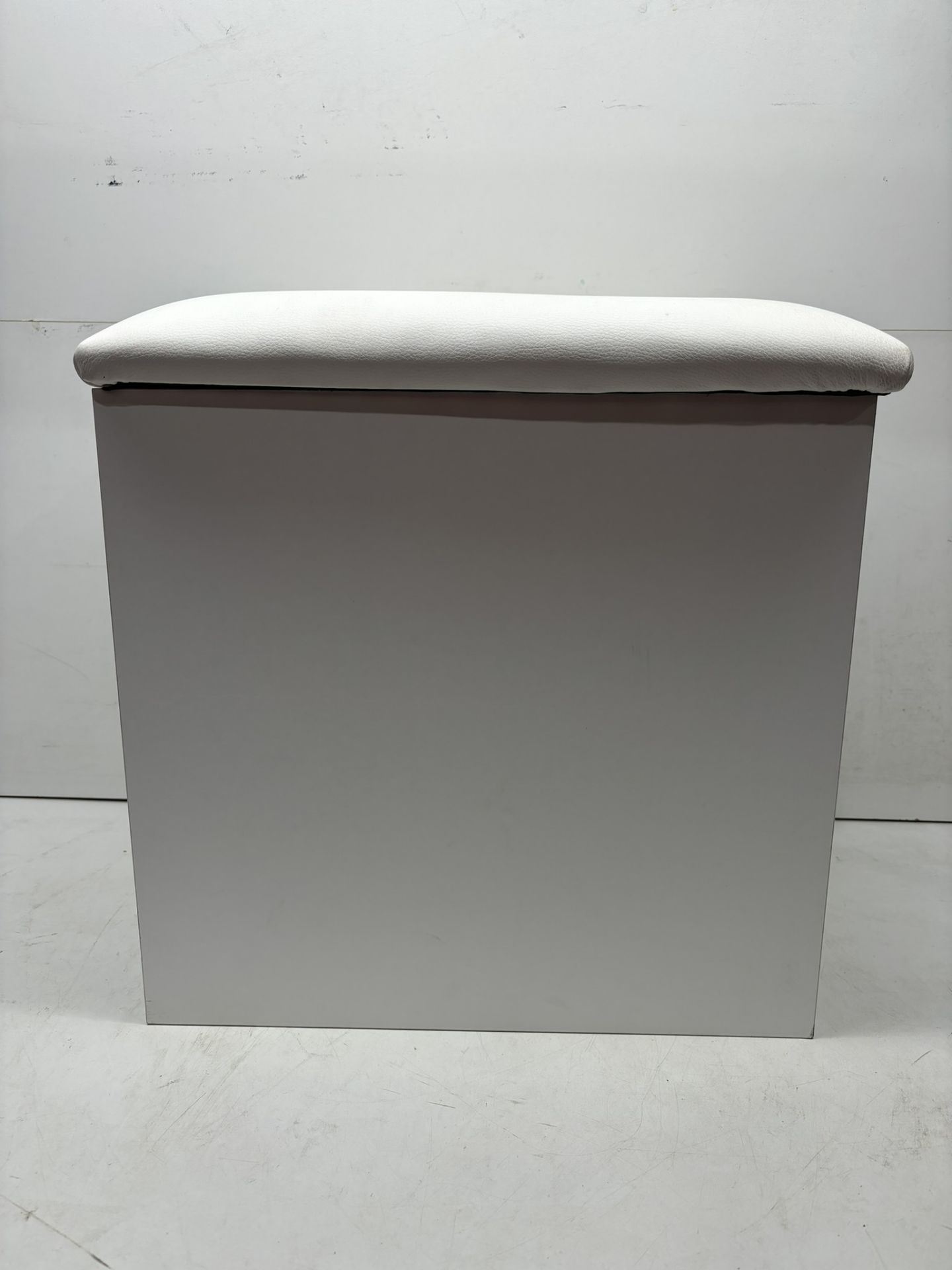 Ex-Display Small Wooden White Footstool With Cushioned Top - Image 4 of 4