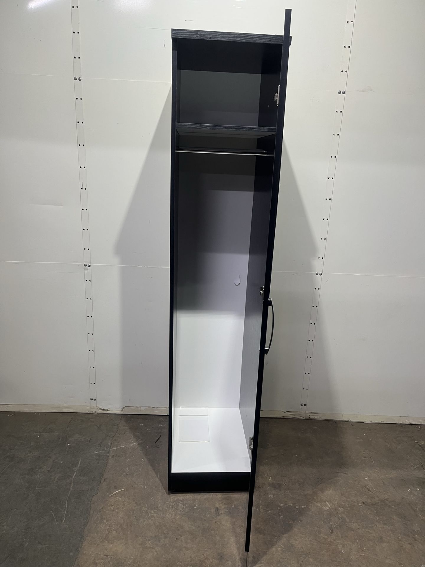 Ex-Display Black Single Door Wardrobe with Internal Shelf and Hanging Rail - Image 2 of 5