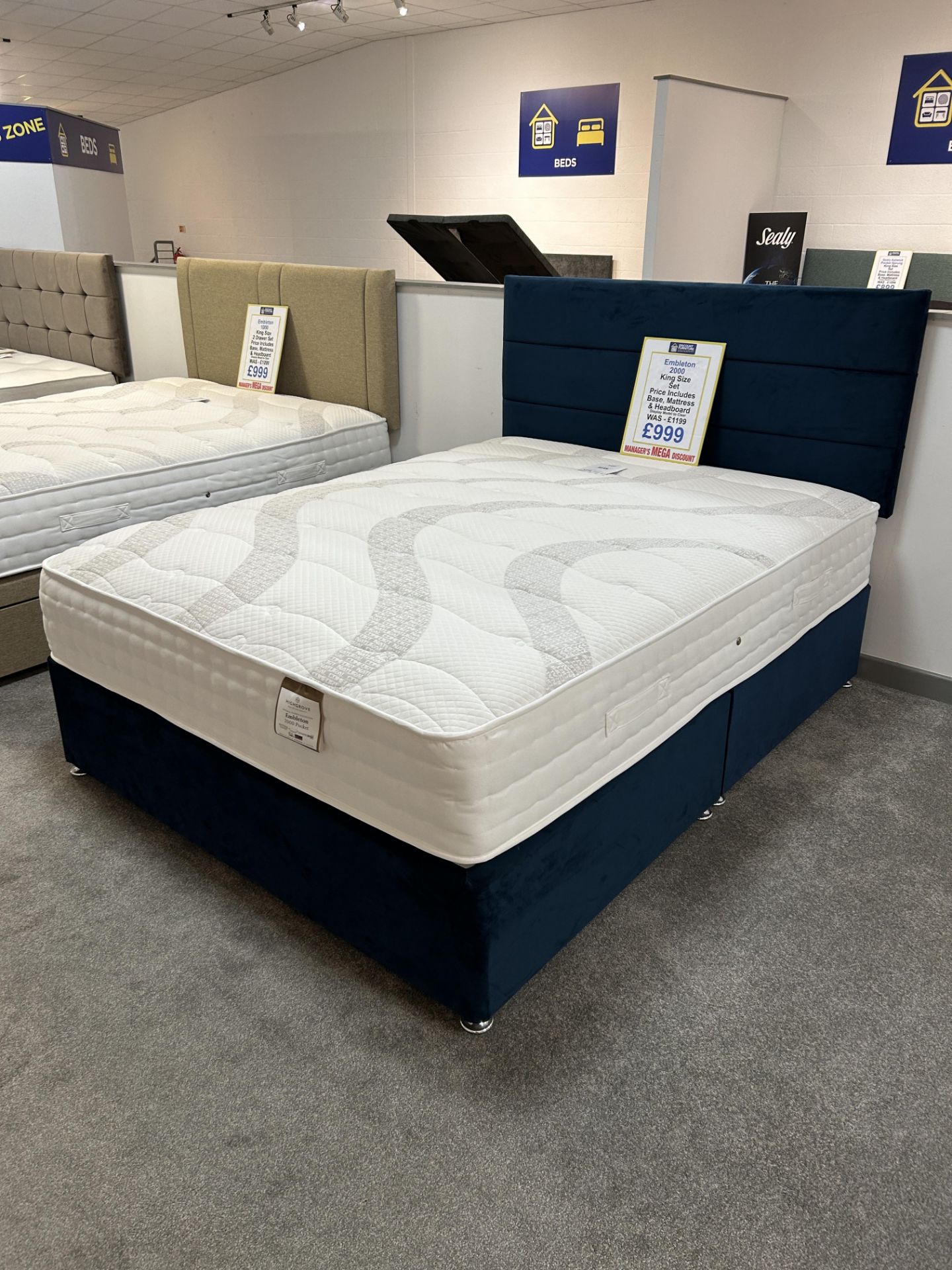 Ex-Display King Size Bed Set incl: Highgrove Embleton 2000 Matrress, Base & Headboard | RRP £1,199 - Image 2 of 3