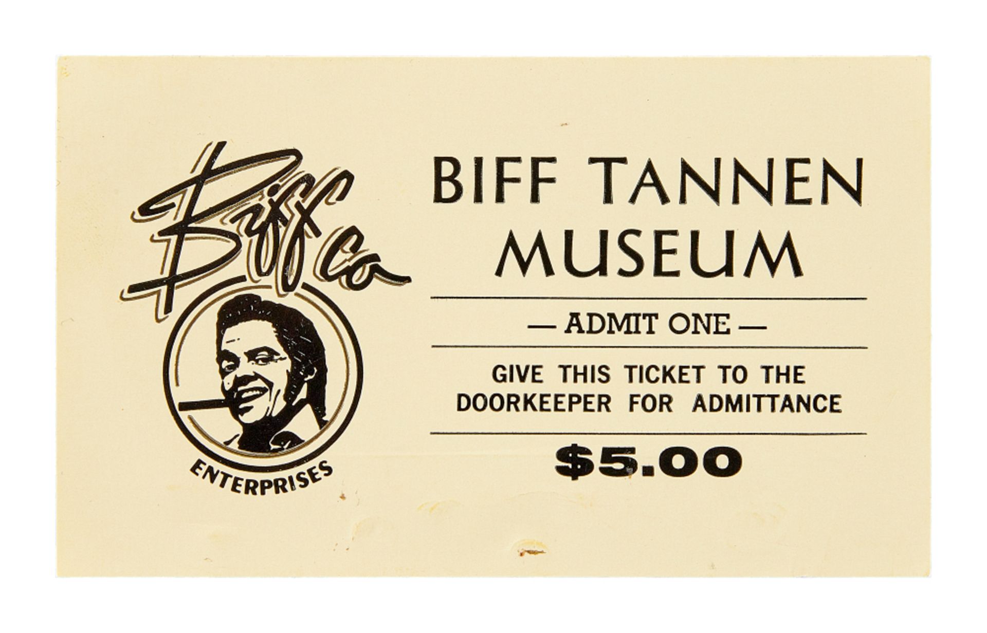 BACK TO THE FUTURE PART II | BIFF TANNEN MUSEUM TICKET PROP