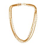 ELIZABETH TAYLOR | GOLD TONE AND SIMULATED PEARL SAUTOIR