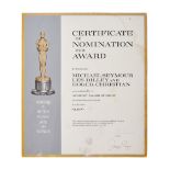 ALIEN | MICHAEL SEYMOUR AND LES DILLEY AND ROGER CHRISTIAN ACADEMY AWARD NOMINATION CERTIFICATE