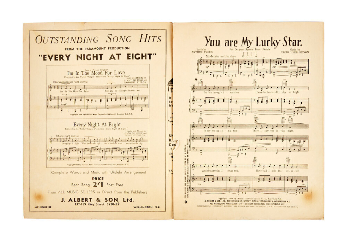 DENNIS HOPPER | SATYA DE LA MANITOU GIFTED "YOU ARE MY LUCKY STAR" SHEET MUSIC - Image 2 of 3