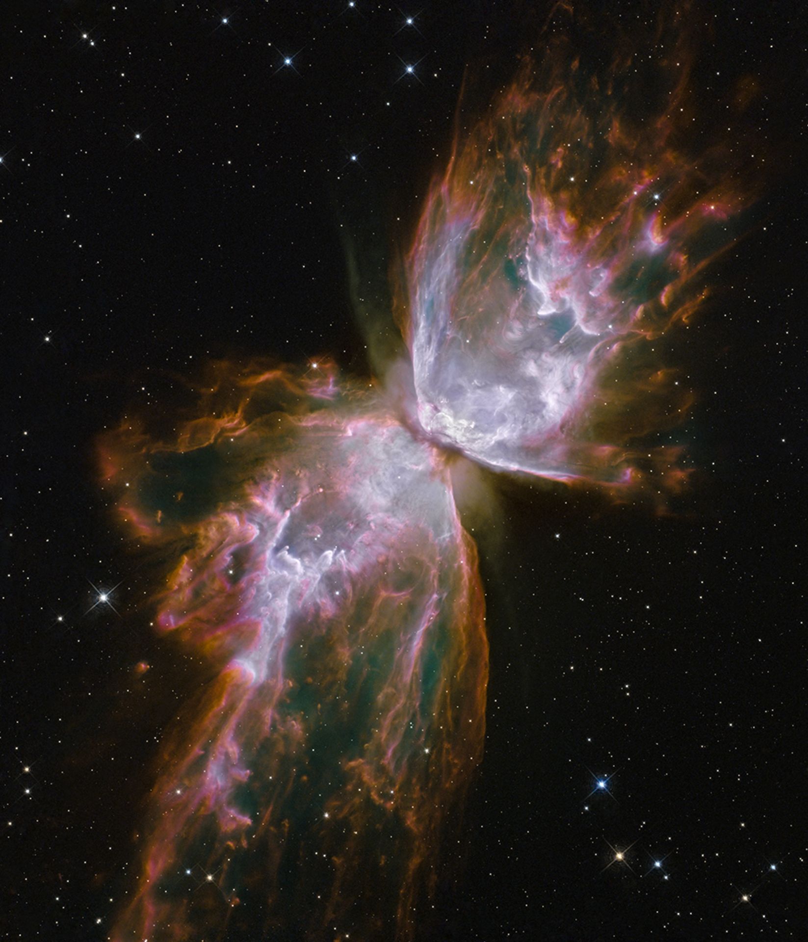 NASA, Großformat. Hubble-Teleskop. Ein Schmetterling taucht aus dem Verschwinden eines Sterns in